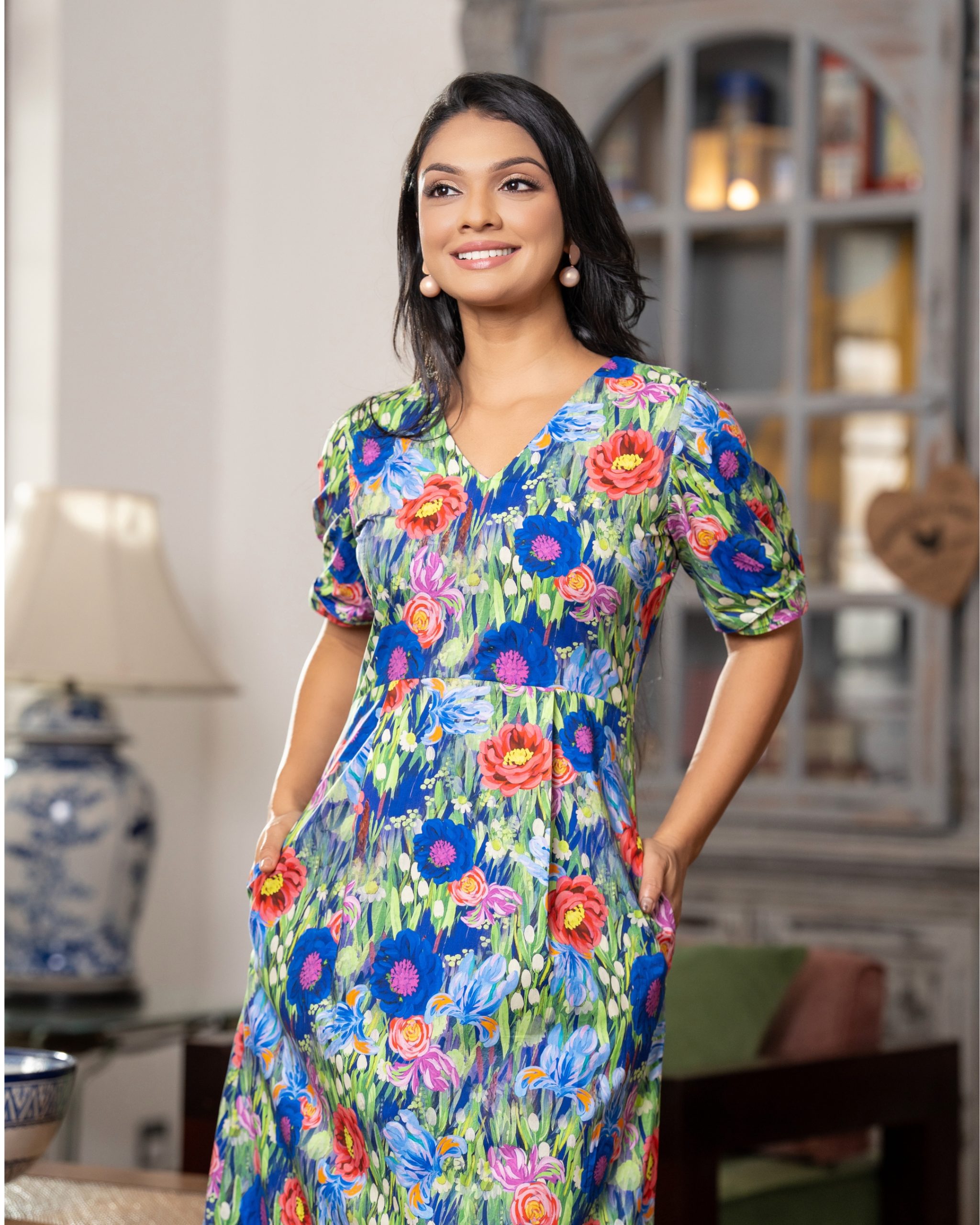 Enchanted Garden Puff Sleeve Maxi Dress - Image 5