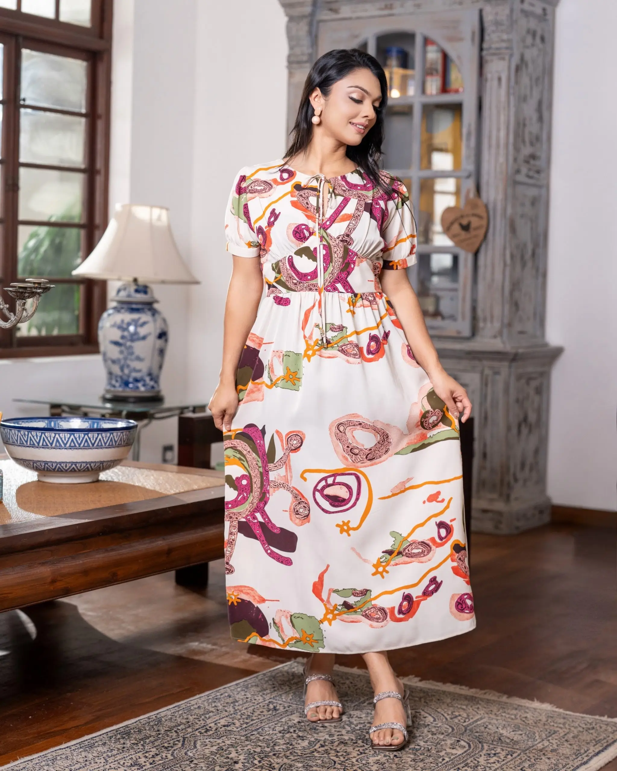 Contoured Under-Bust Girdle Waist  Maxi Dress - Image 2