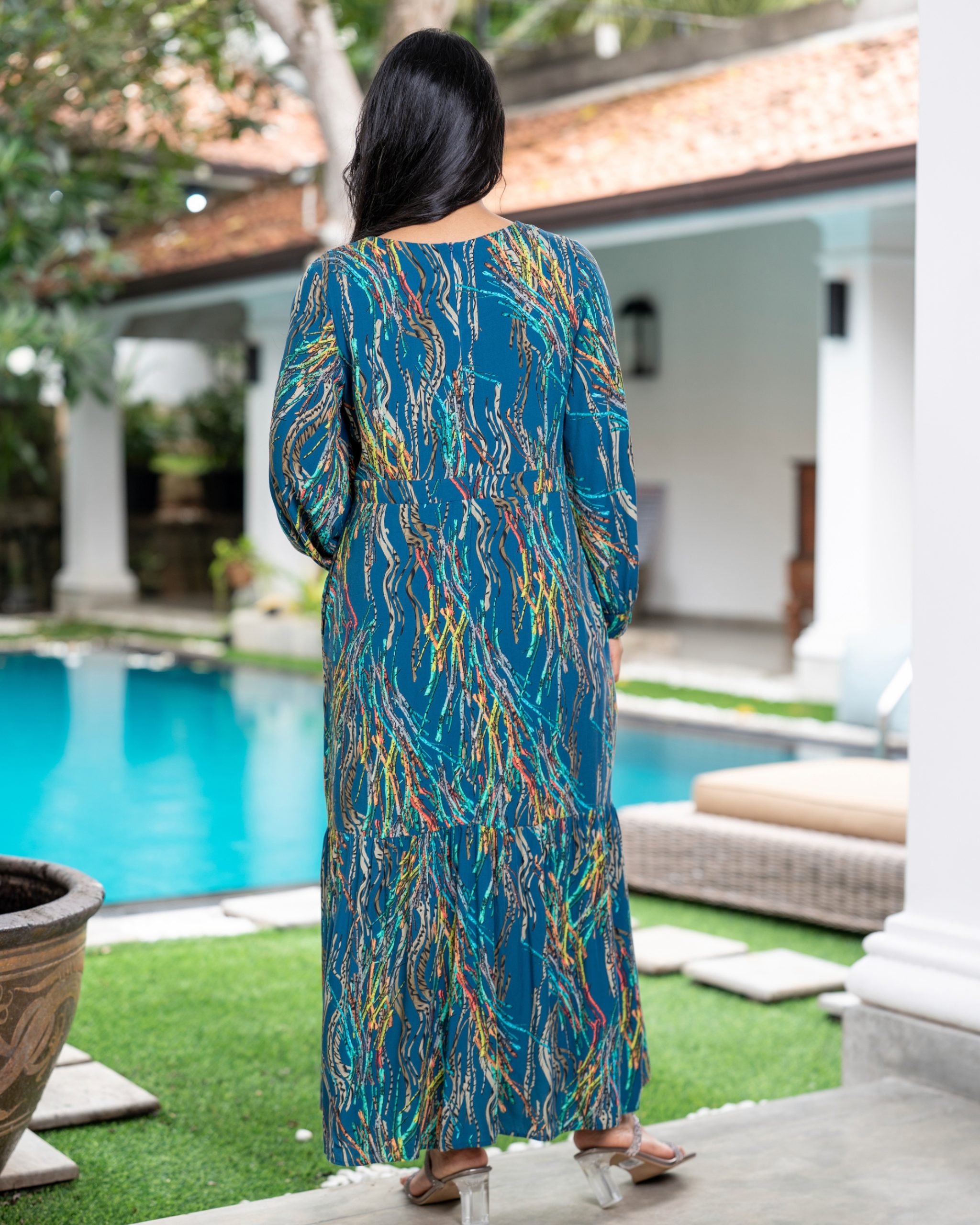 Oceanic Abstract Tiered Maxi Dress - Image 6