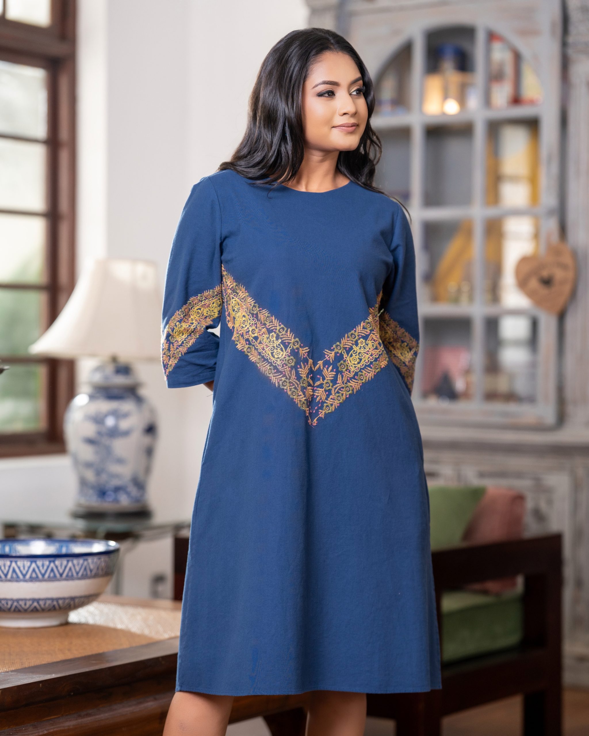 Placement Embroidery Detailed Short Dress - Image 3