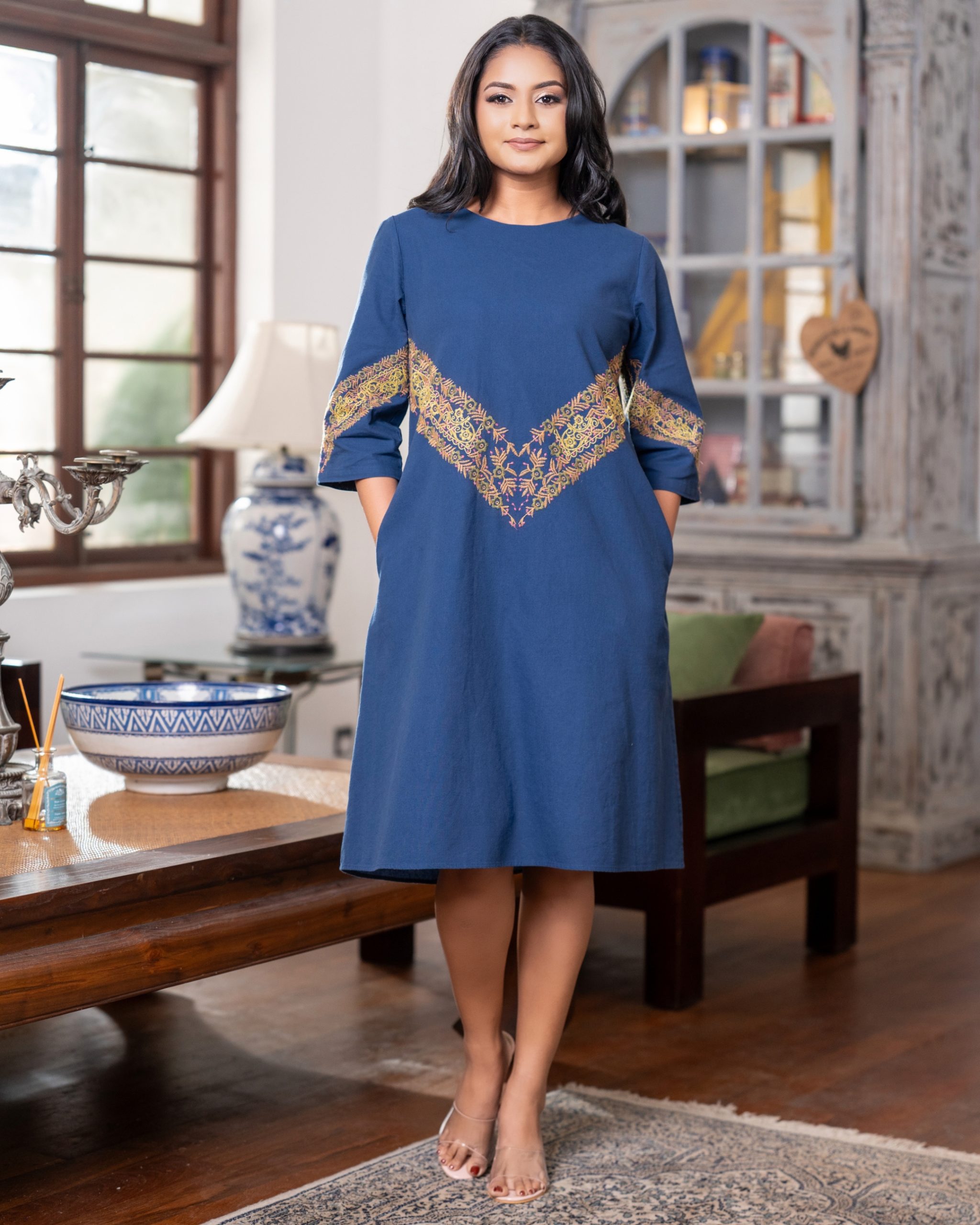 Placement Embroidery Detailed Short Dress - Image 5