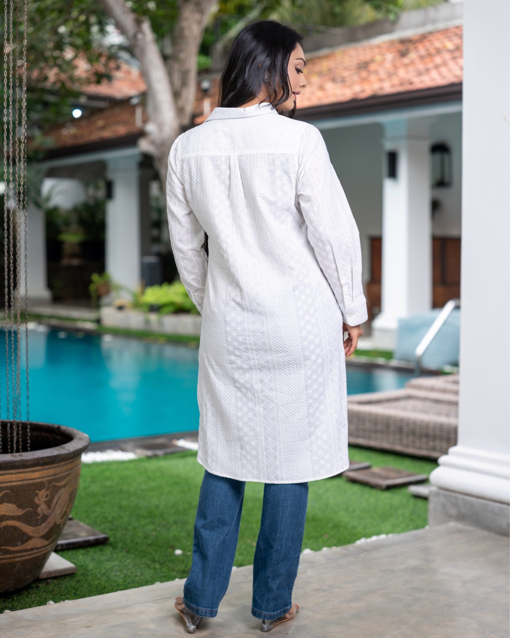 Long-Sleeve High-Low Kurta Top - Image 6