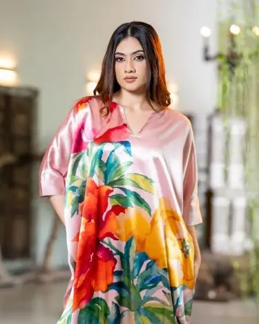 The Watercolor Bloom Short Cocoon Dress