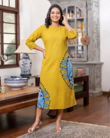 Mandala Motif Print Detail Midi Dress