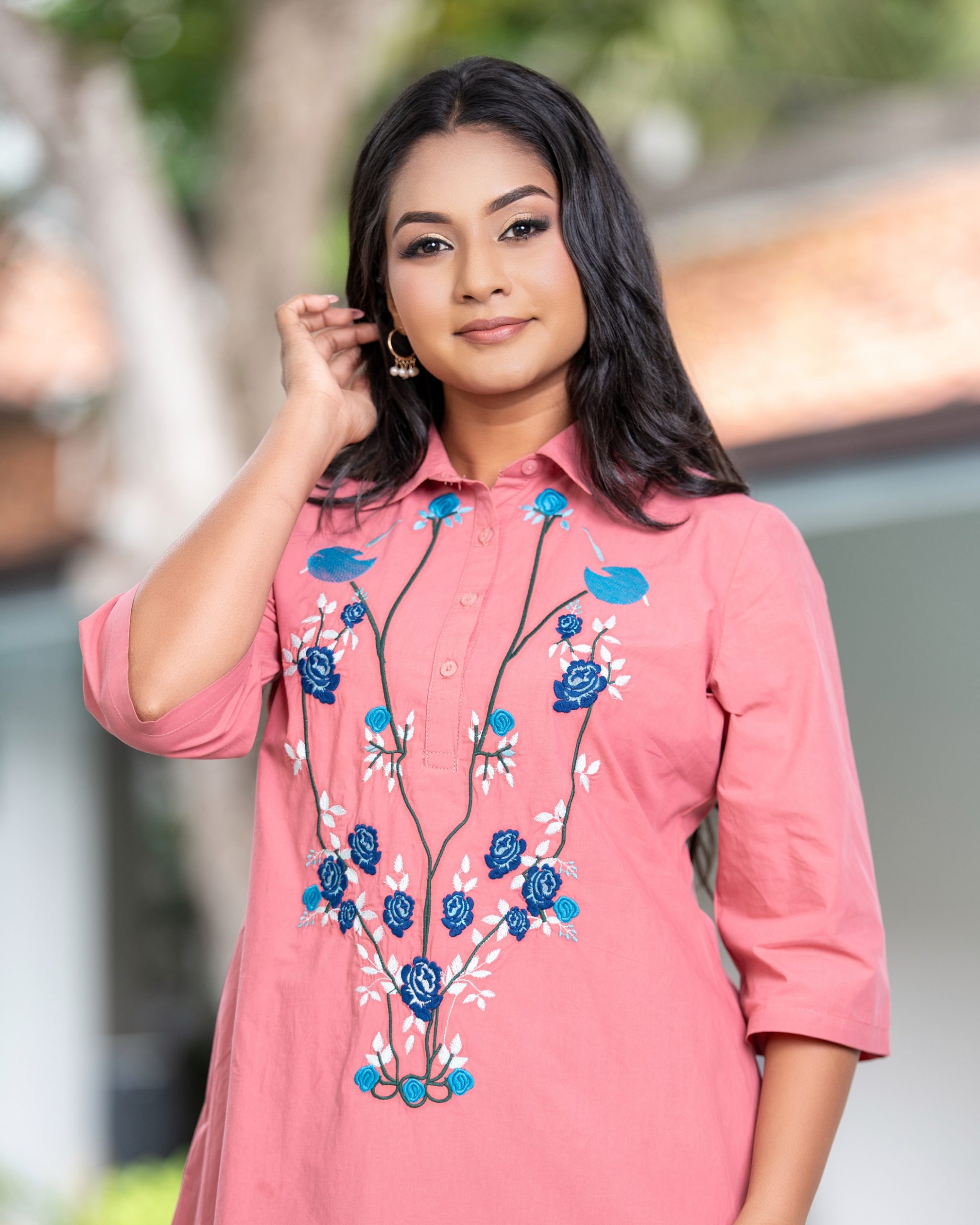 Embroidered Shift Short Shirt Dress - Image 5