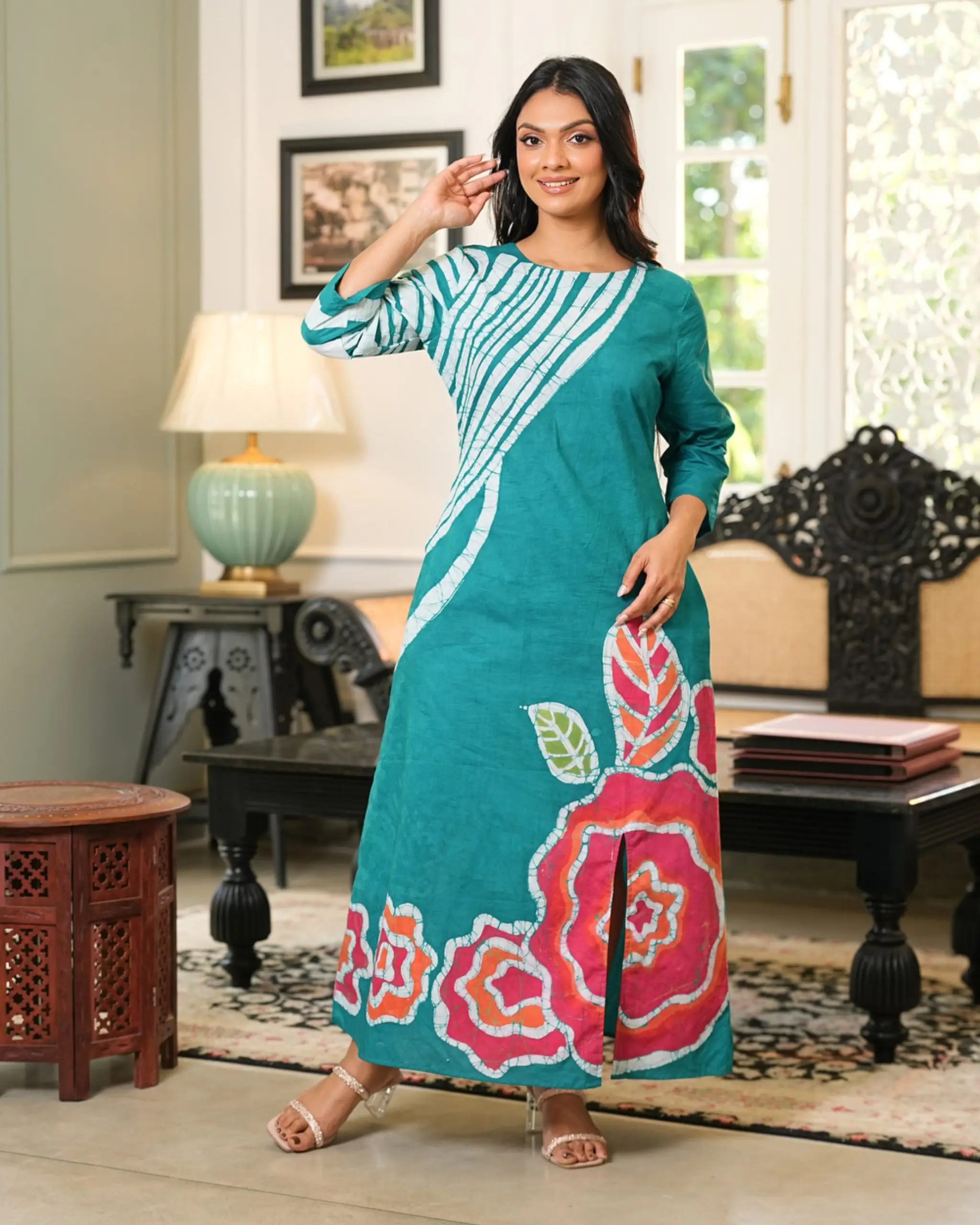Abstract Detailed Batik Maxi Dress - Image 2
