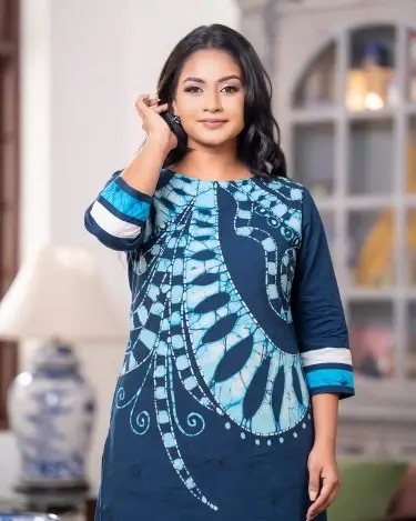 Indigo Sea-Fan Batik Short Dress