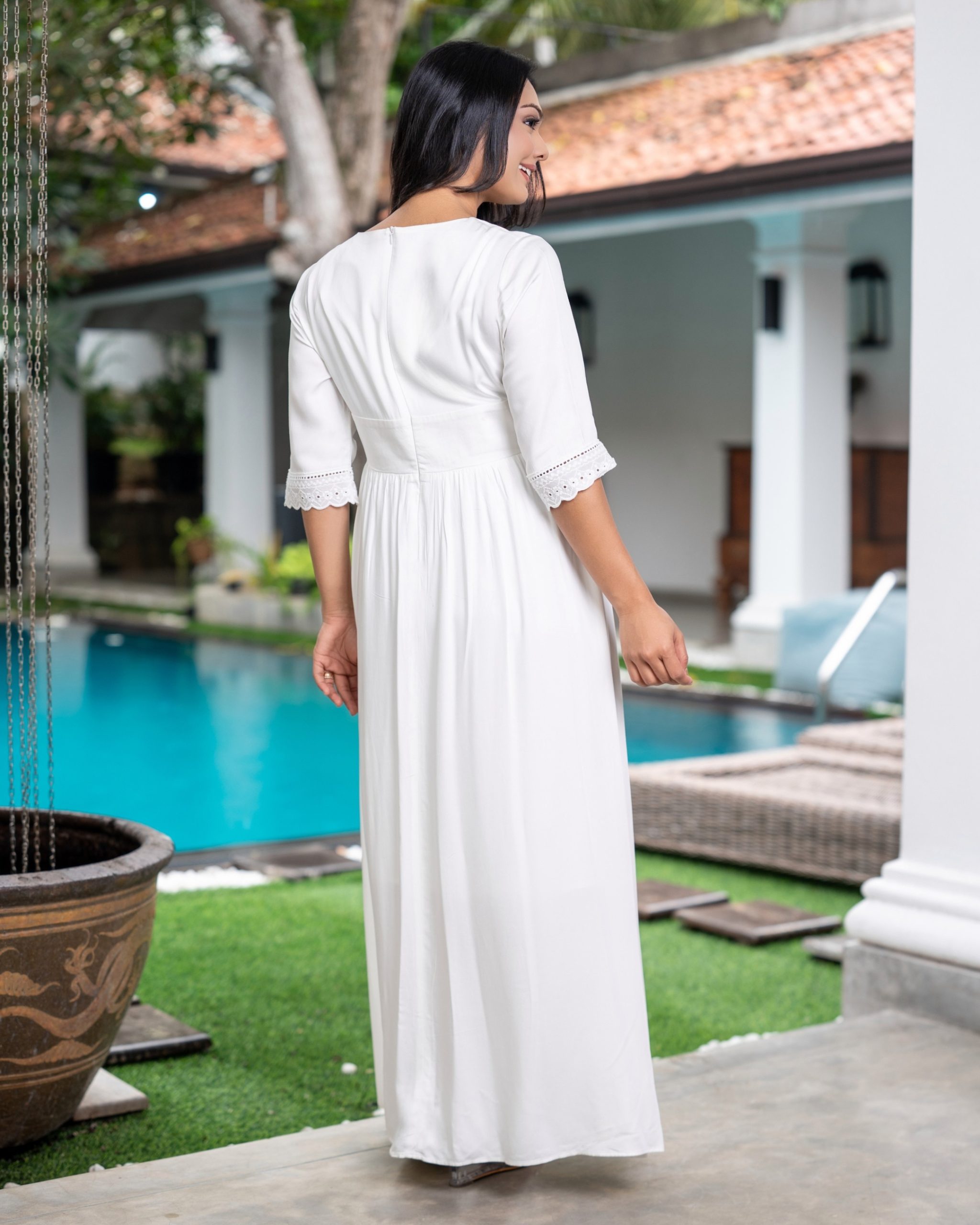 Floral Embroidered Empire-Waist Maxi Dress - Image 5