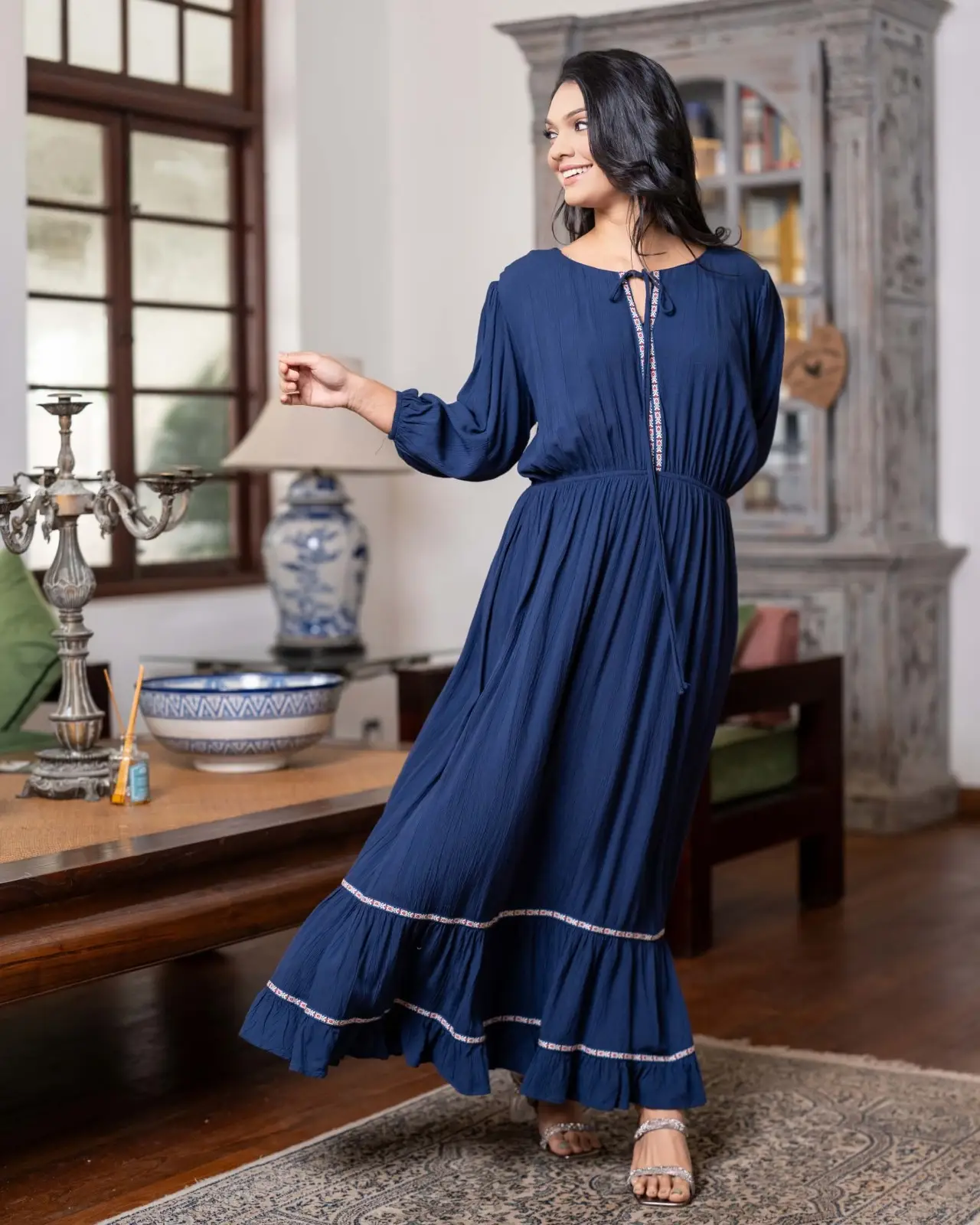 Lace Detailed Ruffled Maxi Dress - Image 4