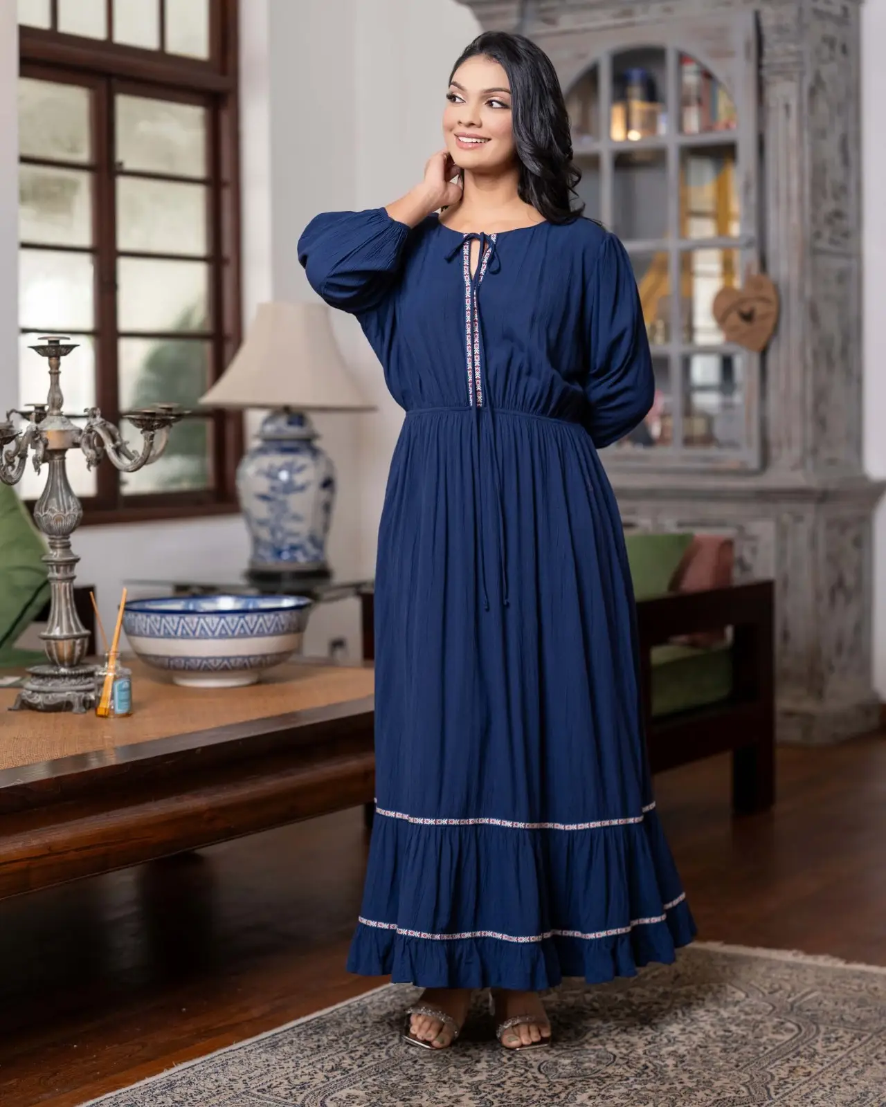 Lace Detailed Ruffled Maxi Dress - Image 2