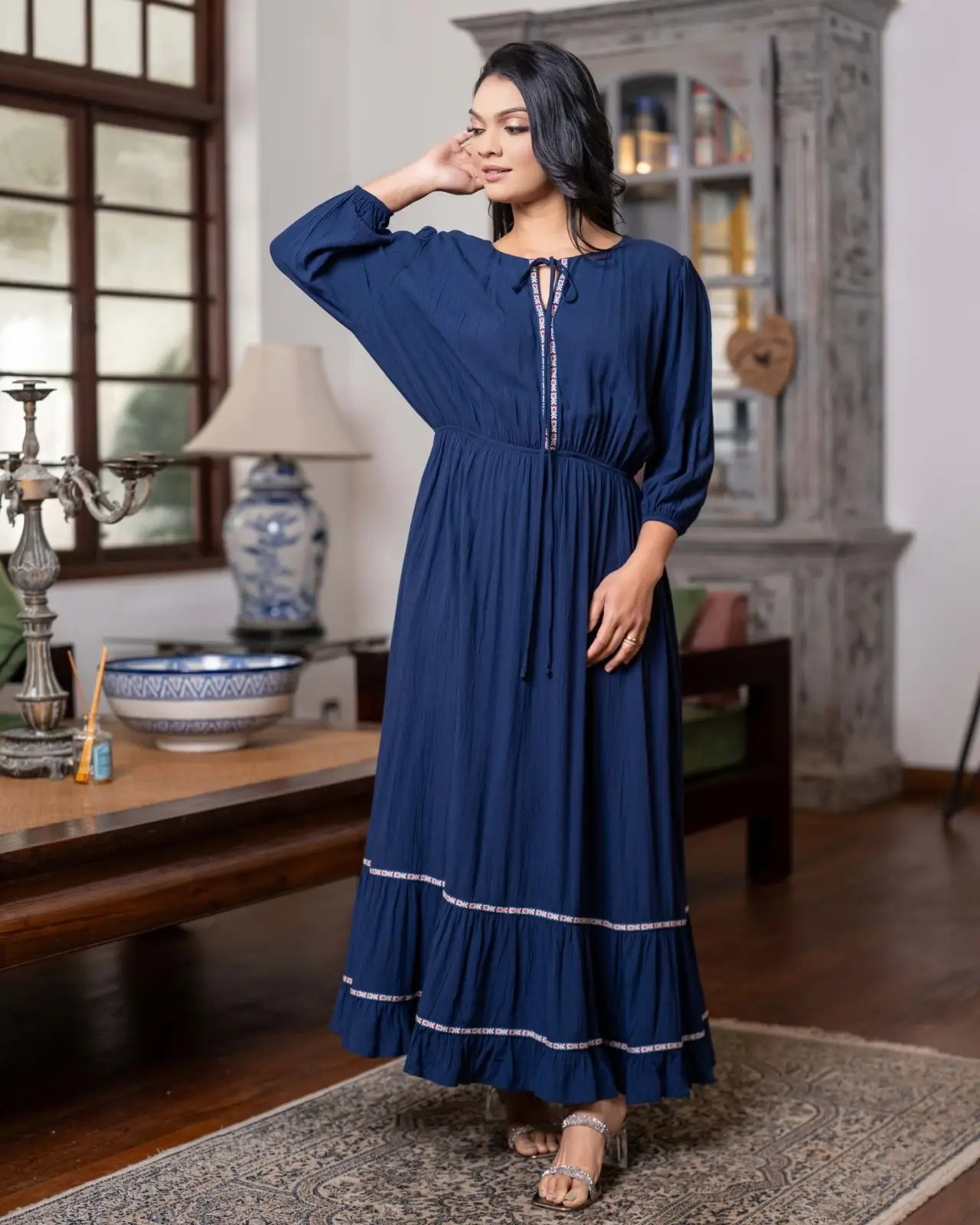 Lace Detailed Ruffled Maxi Dress - Image 3
