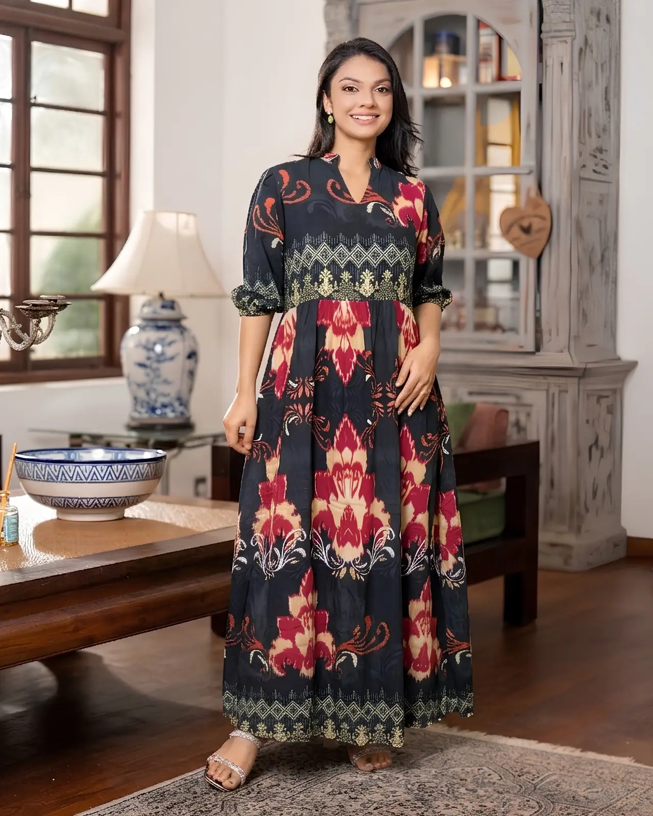 Border-Printed Empire Maxi Dress - Image 2