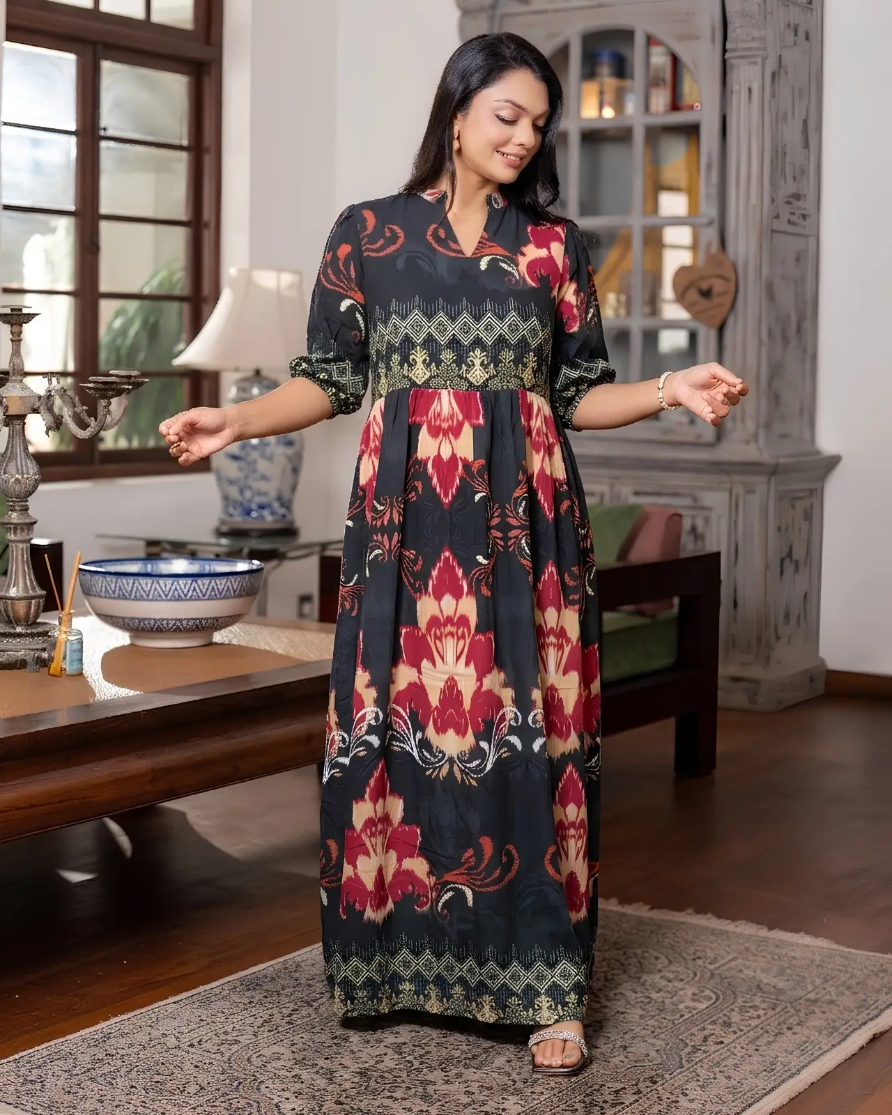 Border-Printed Empire Maxi Dress - Image 5