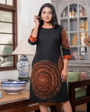 Abstract Detailed Short Batik Dress