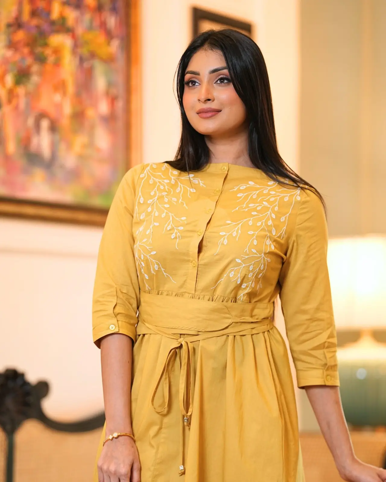 The Marigold Oasis Embroidered Midi Dress - Image 4