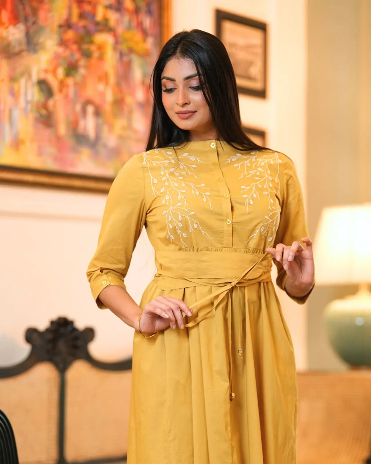 The Marigold Oasis Embroidered Midi Dress - Image 5