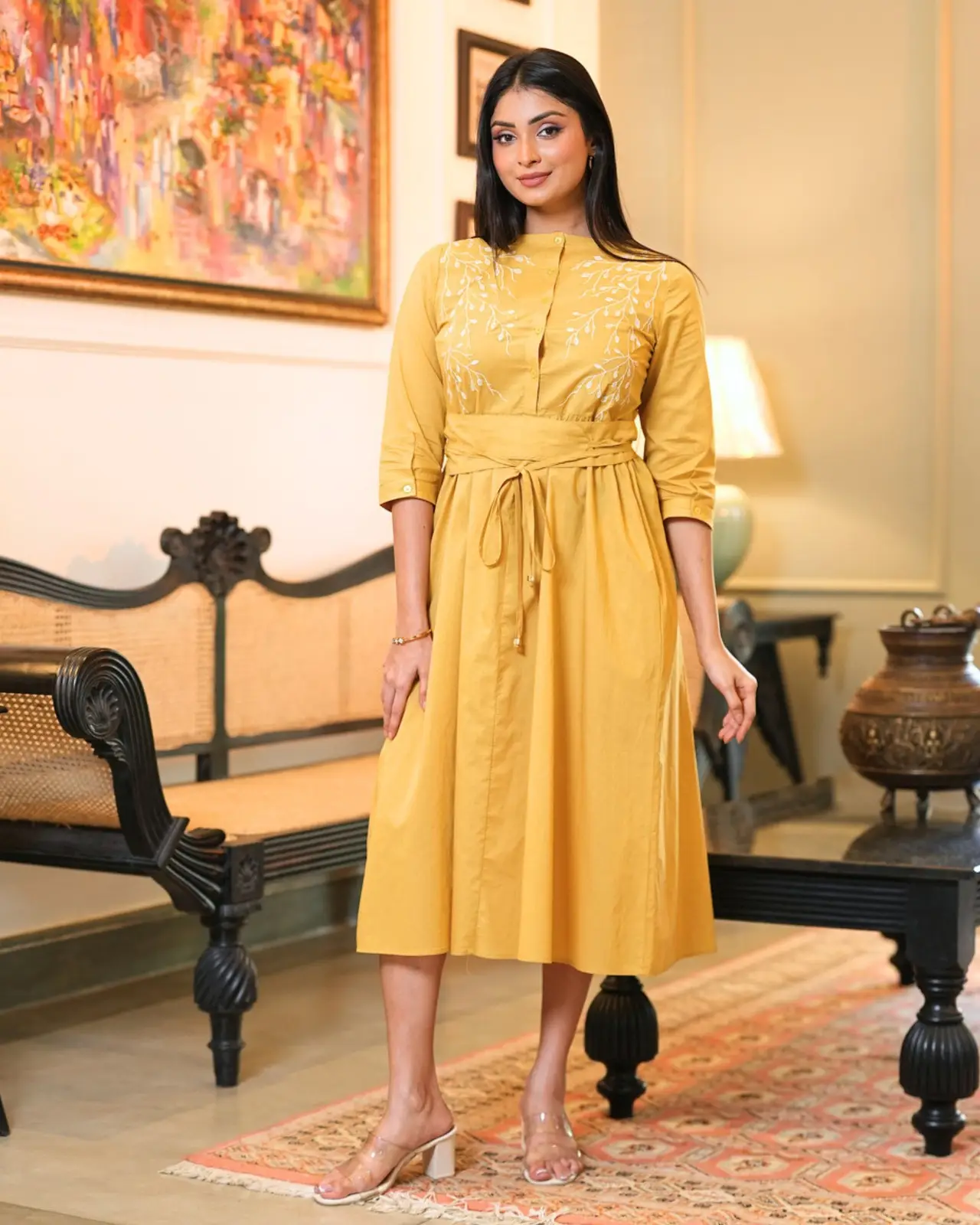 The Marigold Oasis Embroidered Midi Dress - Image 2