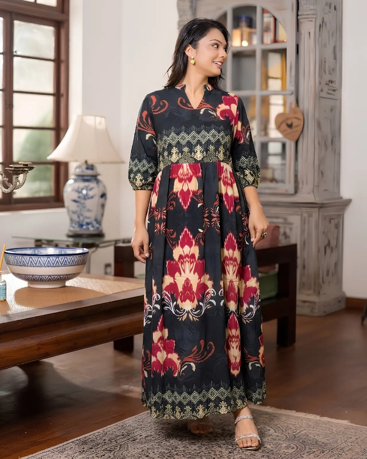 Border-Printed Empire Maxi Dress - Image 4