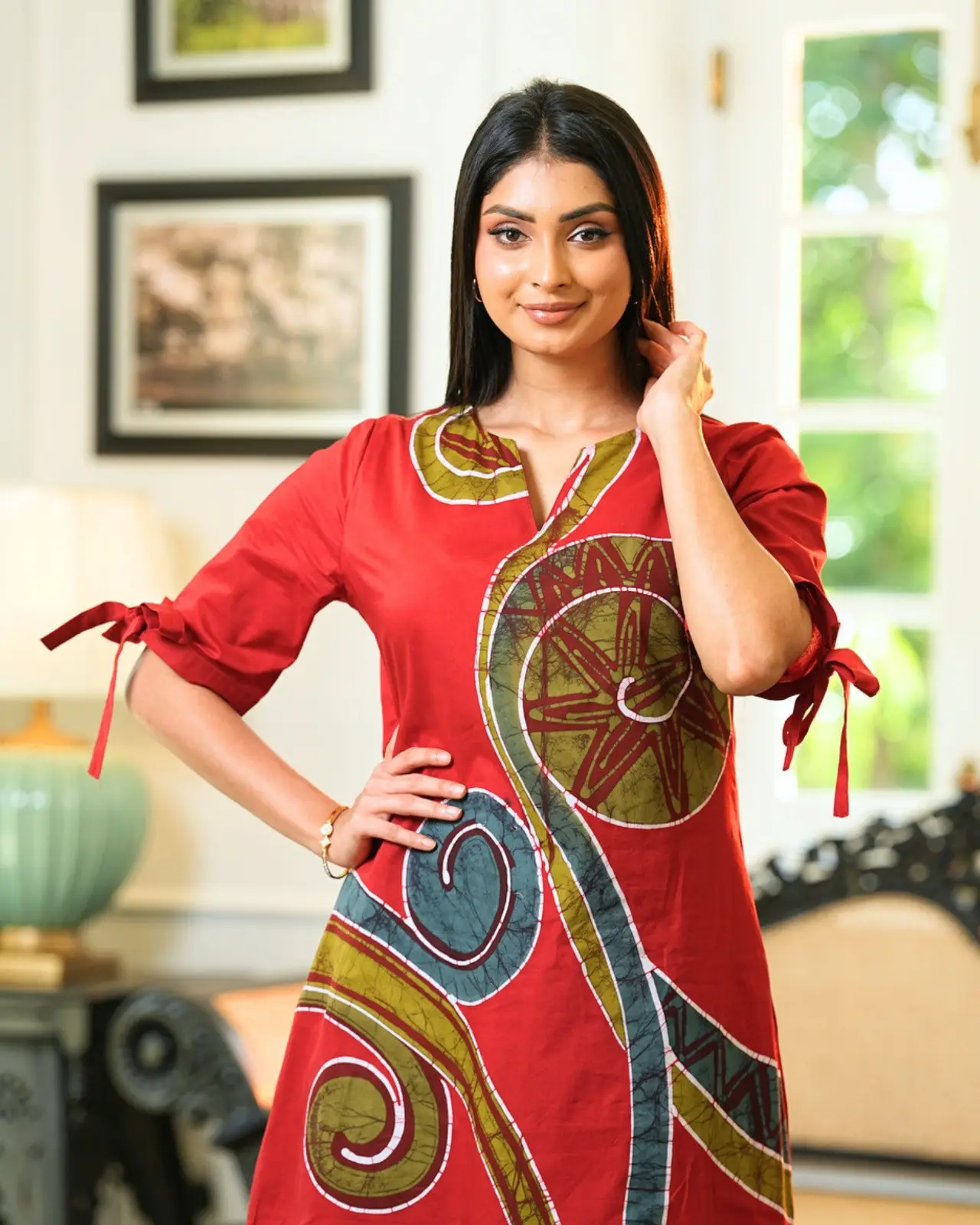 The Mosaic Wave A Line Batik Maxi Dress - Image 3