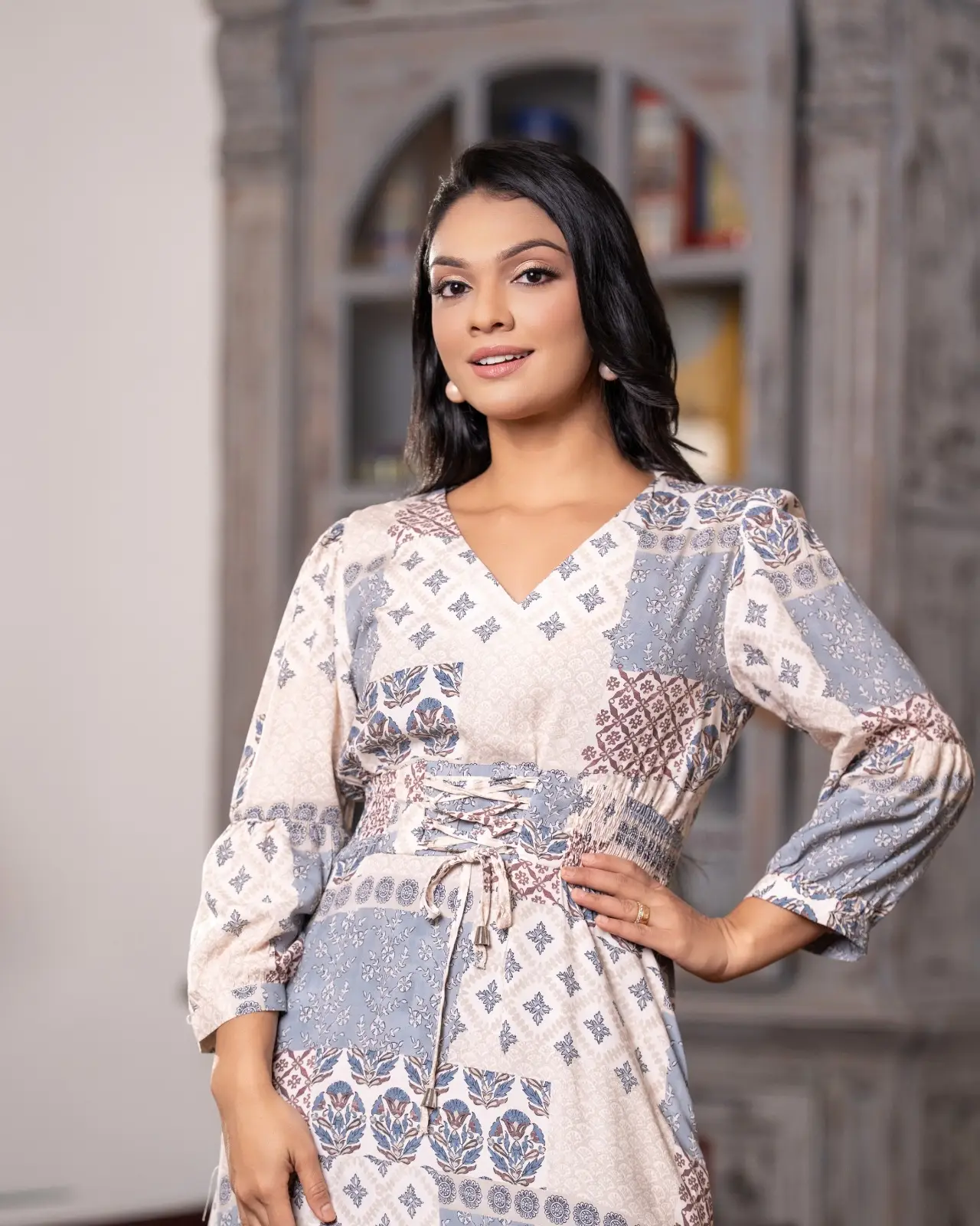 The Artisan Lace-Up Waist Tiered Maxi Dress - Image 6