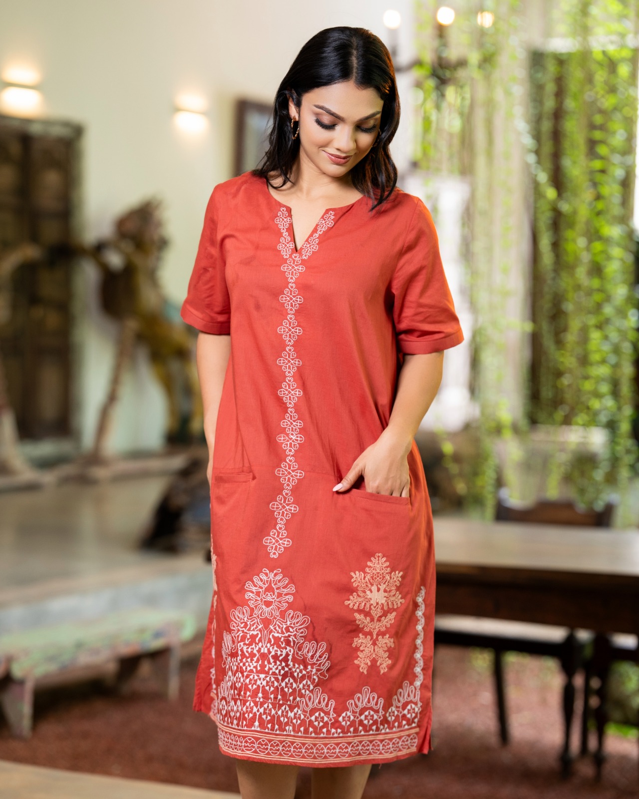Desert Bloom Embroidered Short Shift Dress - Image 5