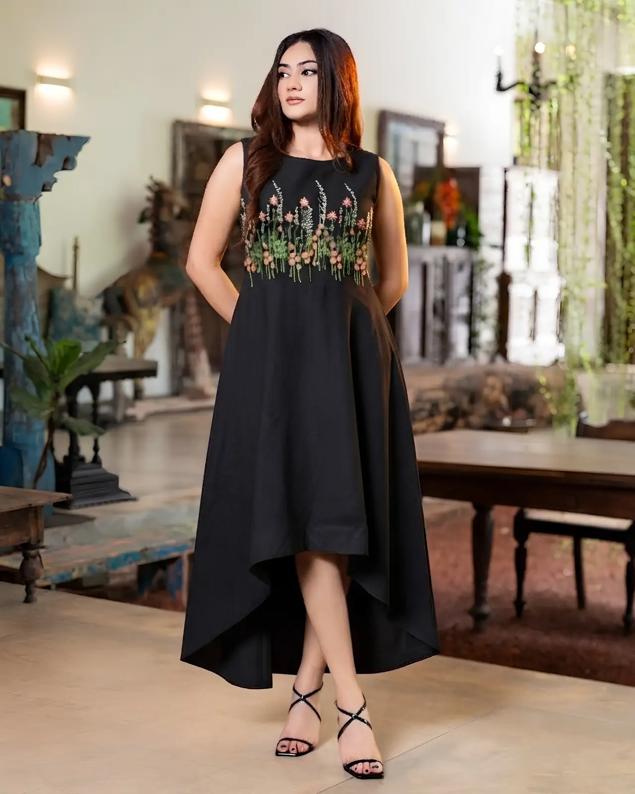 The Enchanted Flora Sleeveless High Low Maxi Dress - Image 3