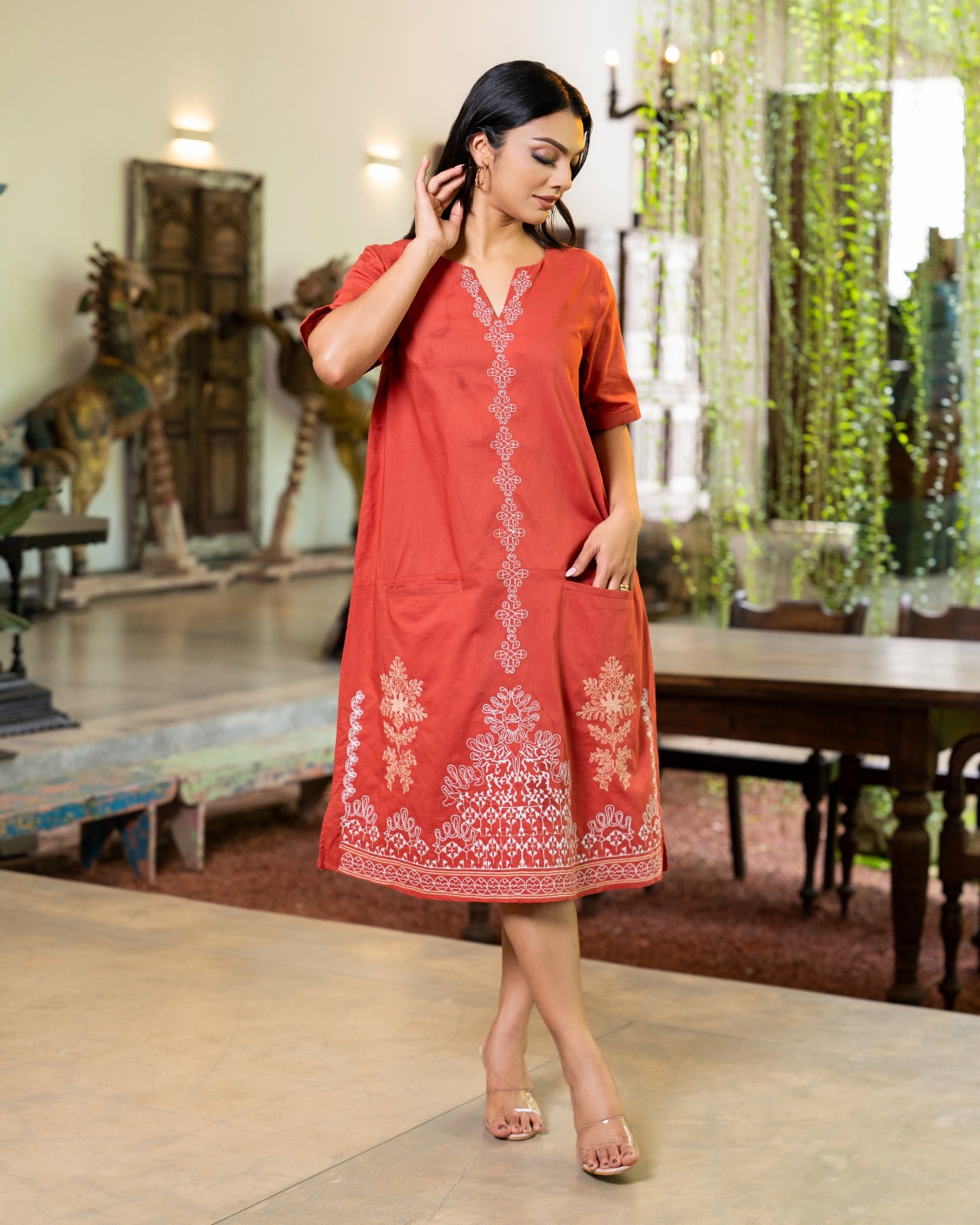 Desert Bloom Embroidered Short Shift Dress - Image 4