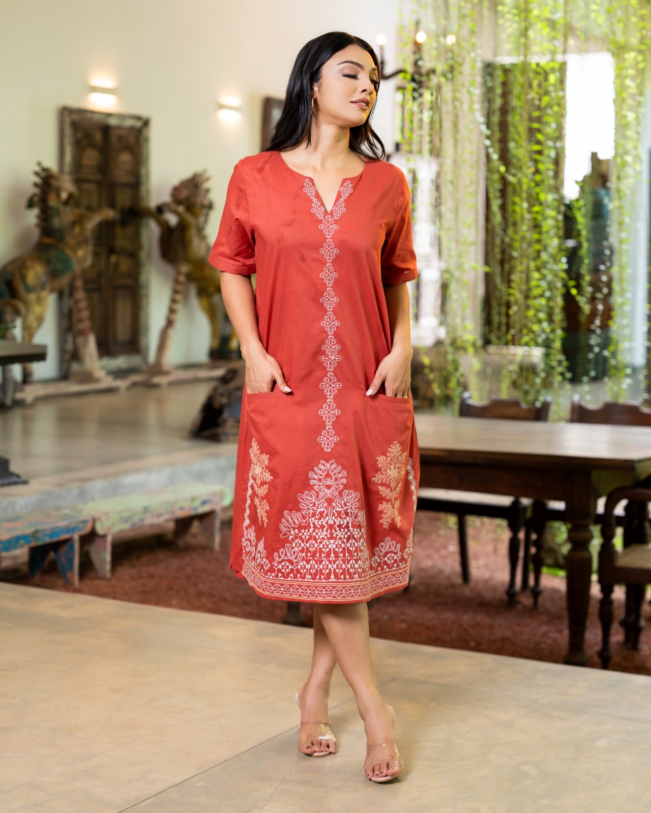 Desert Bloom Embroidered Short Shift Dress - Image 3