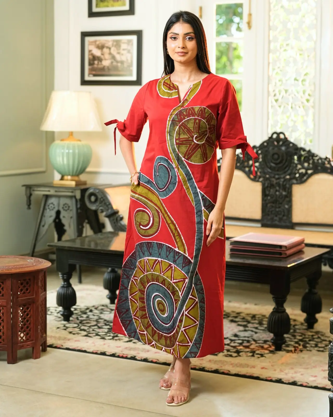 The Mosaic Wave A Line Batik Maxi Dress - Image 5