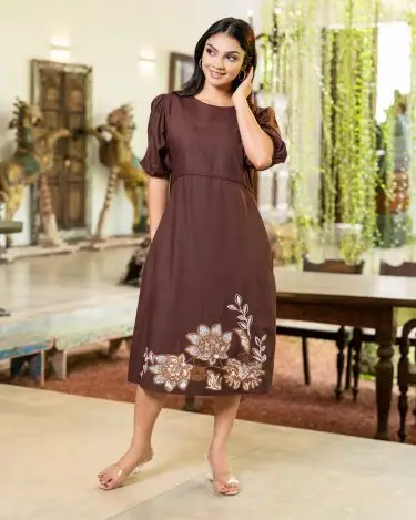 The Blossom Embroidered Puff Sleeve Short Dress
