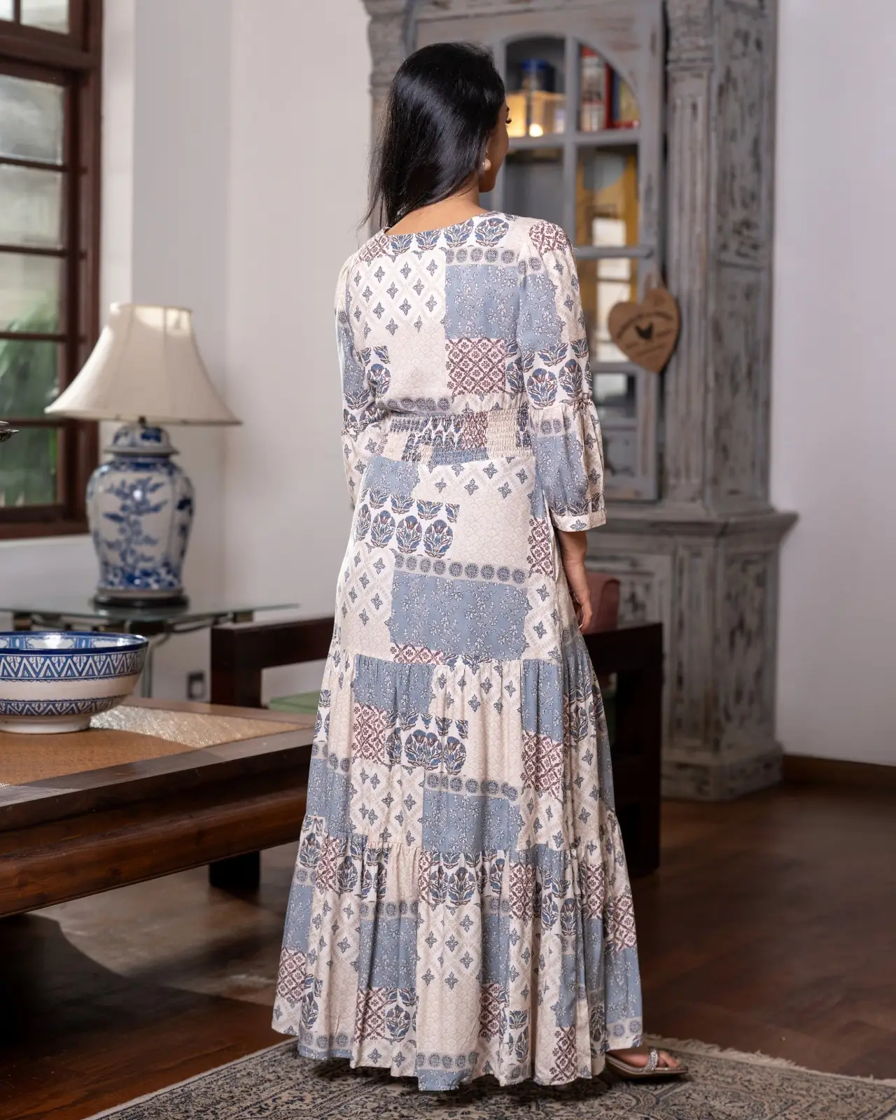The Artisan Lace-Up Waist Tiered Maxi Dress - Image 4