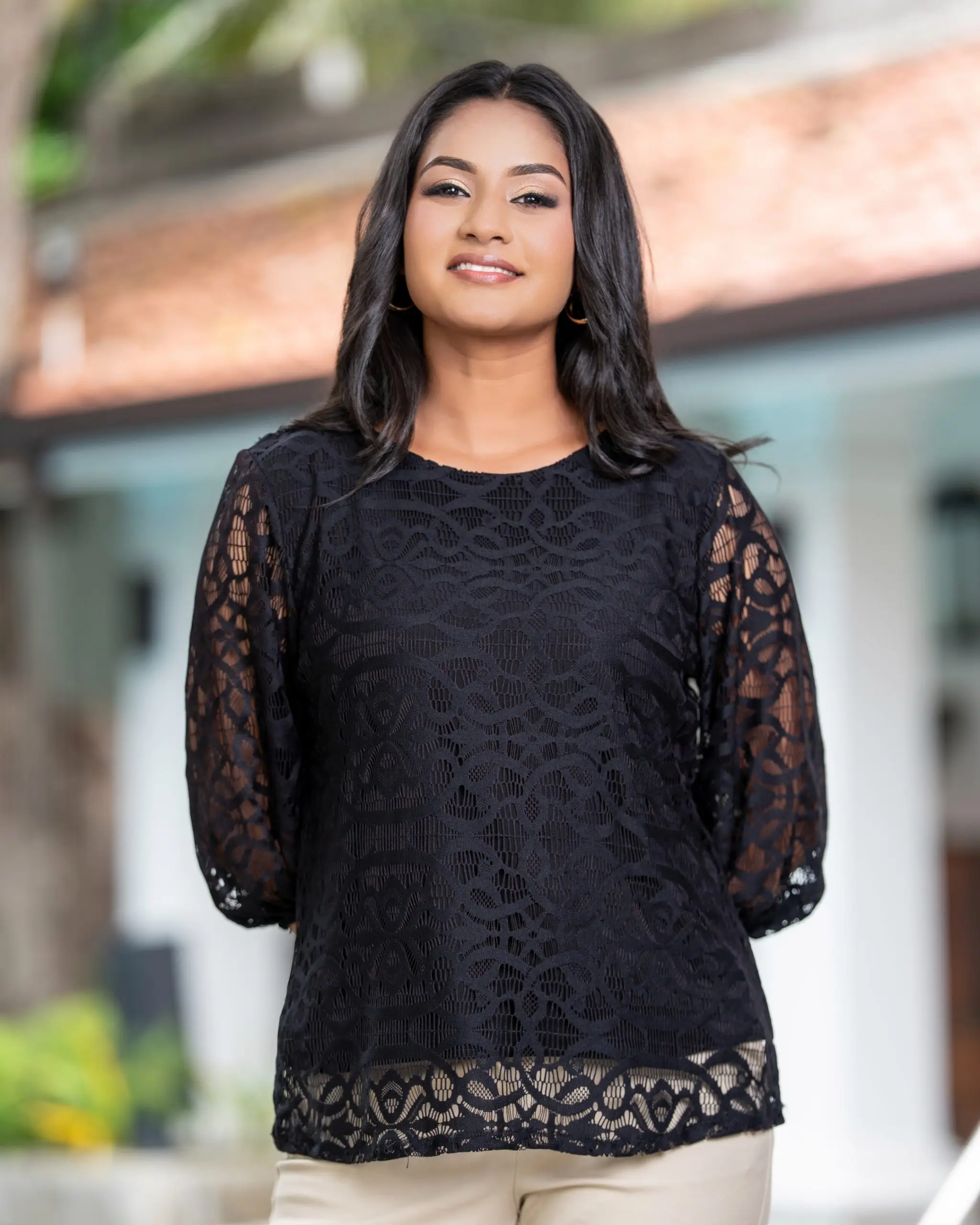 Noir Dahlia Puffed Sleeve Lace Top - Image 3