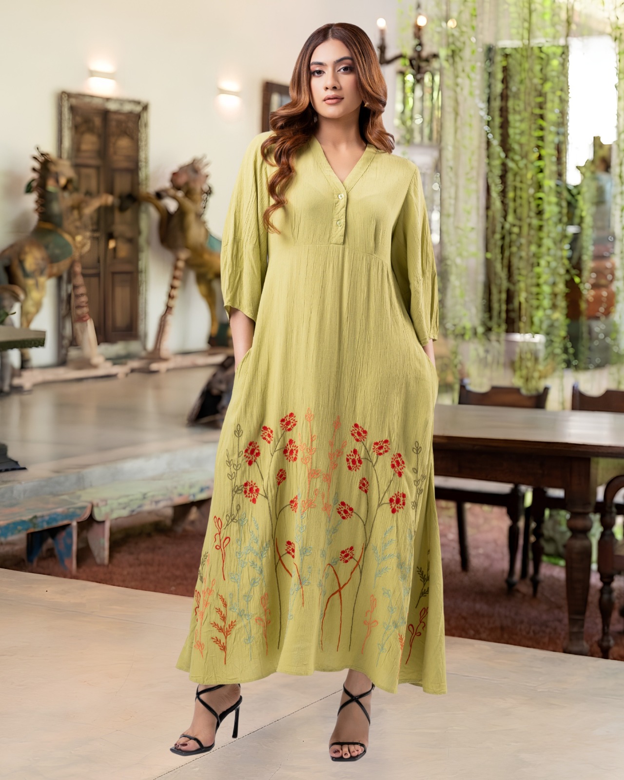 Enchanted Garden Embroidered Flared Maxi Dress - Image 2