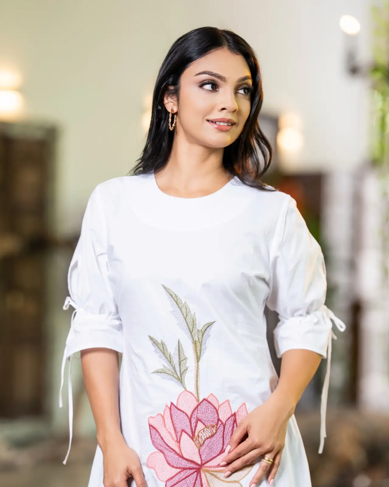 The Lotus Bloom Ruched Puff Sleeve Maxi Dress - Image 6