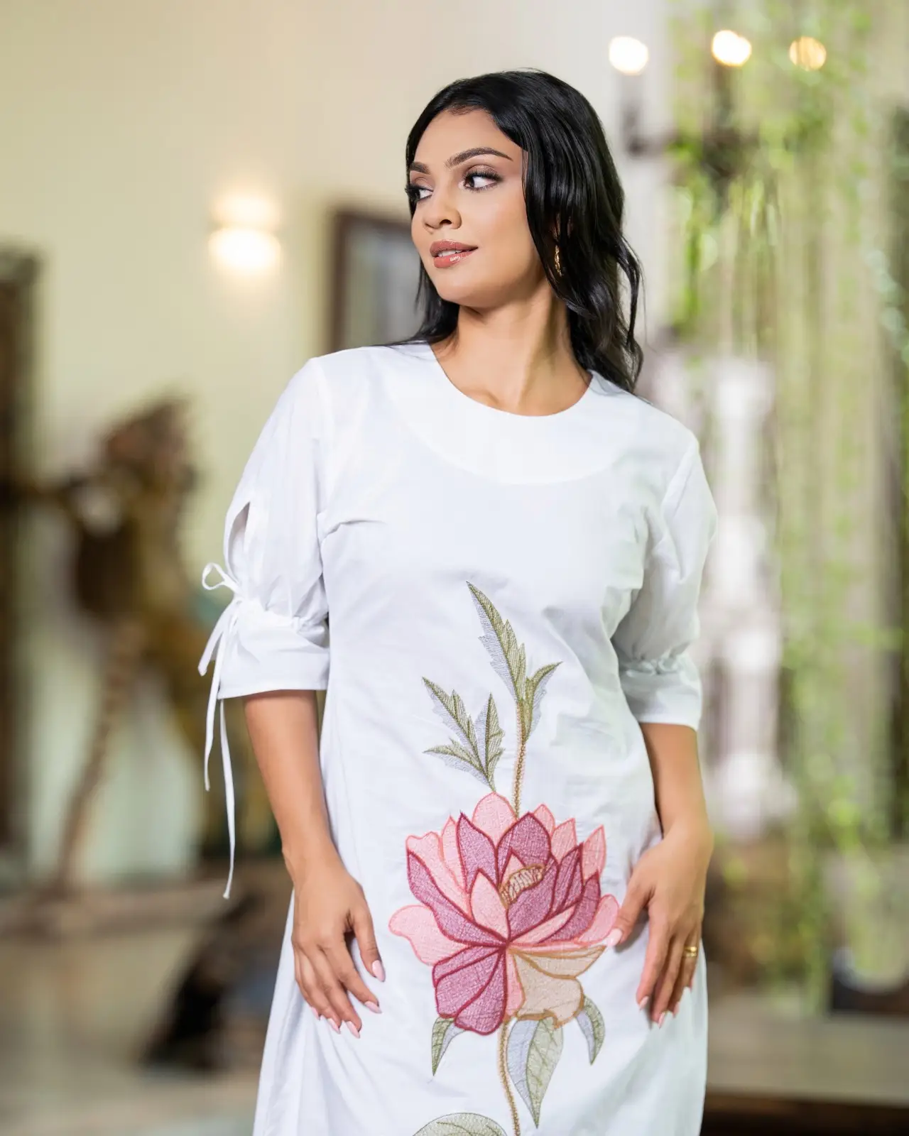 The Lotus Bloom Ruched Puff Sleeve Maxi Dress - Image 5