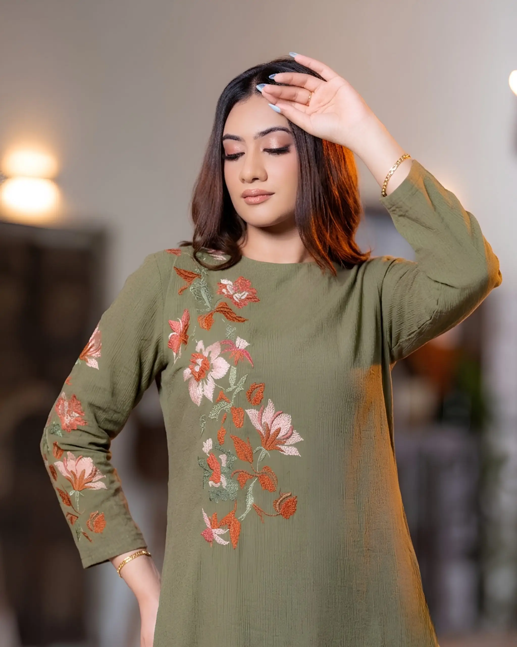 Long Sleeve Wildwood Embroidered Short Dress - Image 5
