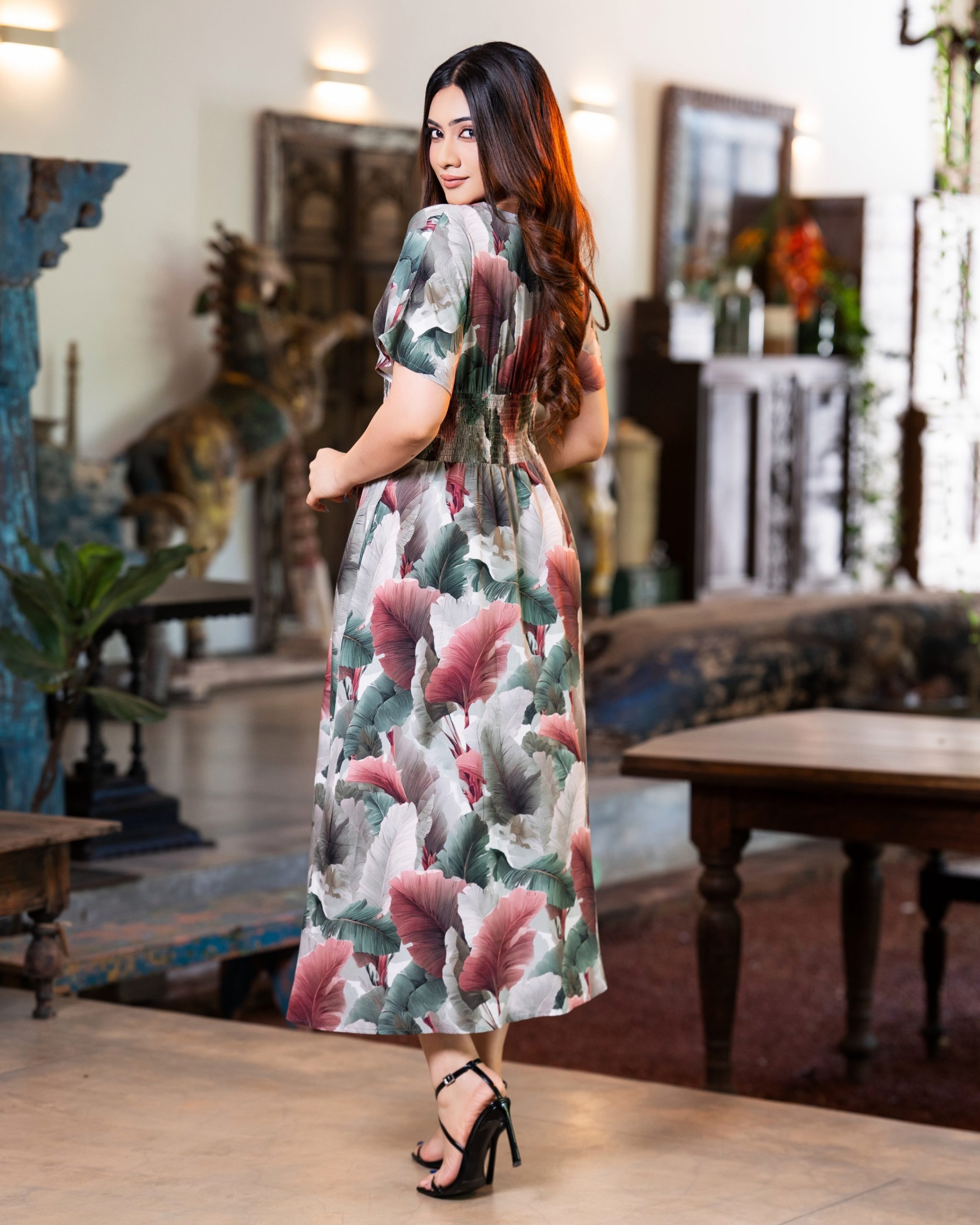 The Tropical Oasis Smocked Maggie Sleeve Maxi Dress - Image 4