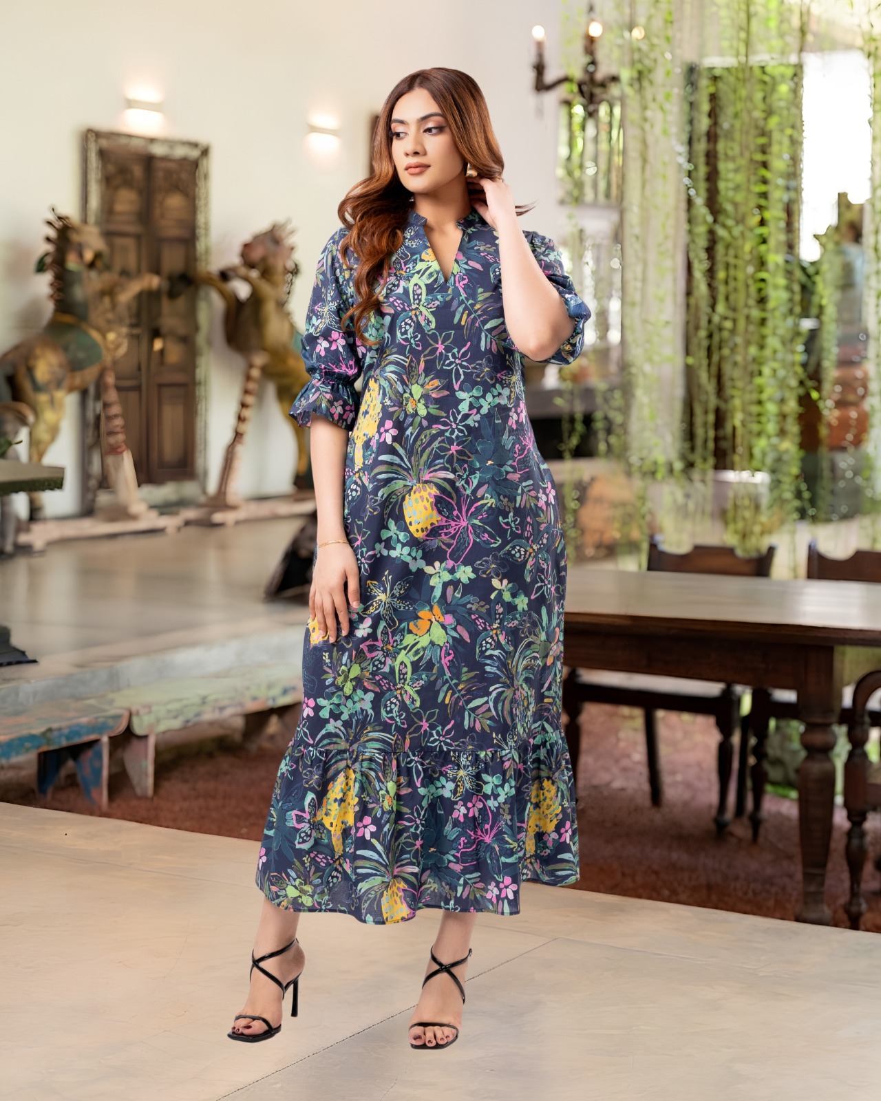 The Eden Ruffled Sleeve Printed Maxi Dress - Image 3