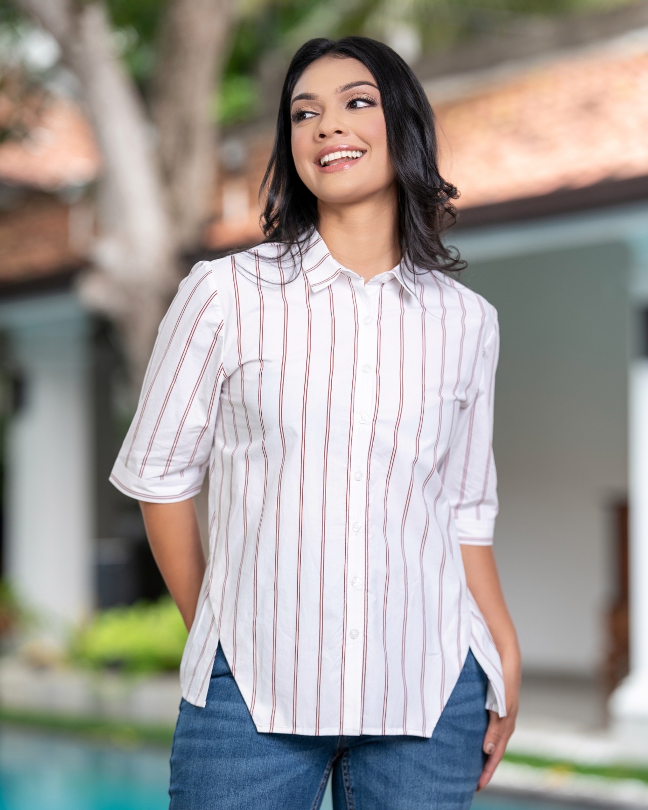 Asymmetrical Side Overlap Blouse