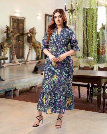 The Eden Ruffled Sleeve Printed Maxi Dress