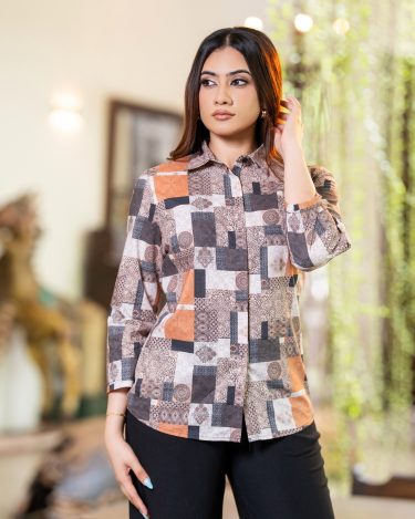 Sienna Mosaic Printed Button-Down Top