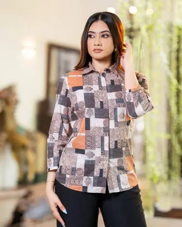 Sienna Mosaic Printed Button-Down Top