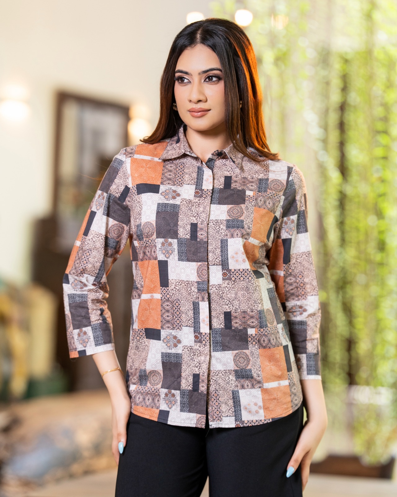 Sienna Mosaic Printed Button-Down Top - Image 2