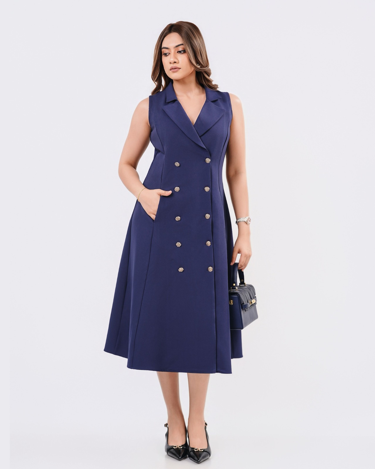 Sleeveless Trench Midi Dress - Image 4